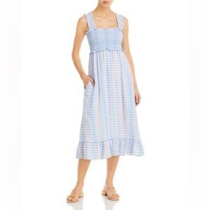 ‼️RARE‼️🎸Rails 🎸🔥NWT🔥Rumi Smocked-Bodice Midi Dress in Ivory Sky—XS